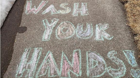 Chalk Drawing of Wash Your Hands message