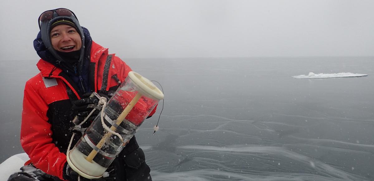 Kirill Shchapov collecting water samples near Duluth. Photo by Ted Ozersky.