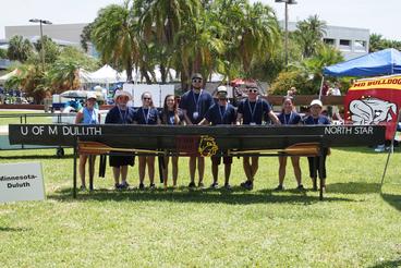 Concrete Canoe Team in Florida with concrete canoe display