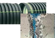 plastic drain pipe and concrete with reinforcing fibers 